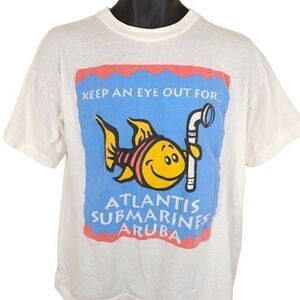 Vintage Solar Eclipse T Shirt Mens Size Large White 90s 1998 Atlantis Submarines